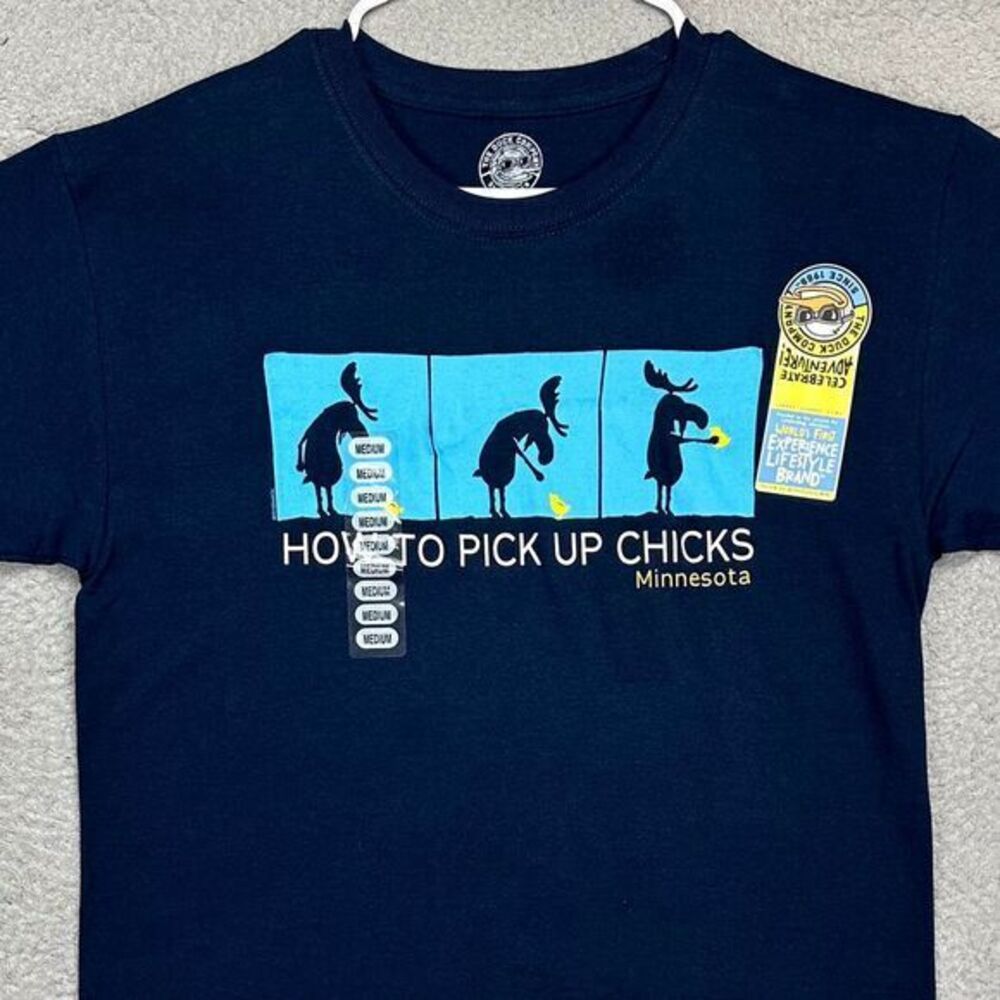 How To Pick Up Chicks T-Shirt Mens Medium Blue The Duck Company Shirt Adult NEW